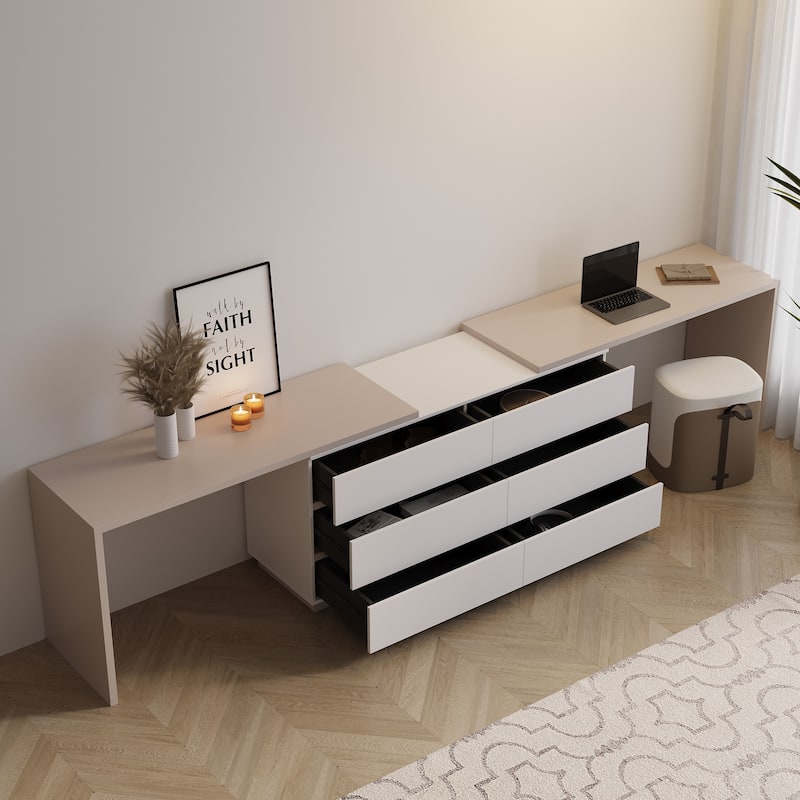 144 Inch Modern Home Office Expandable Dresser Desk