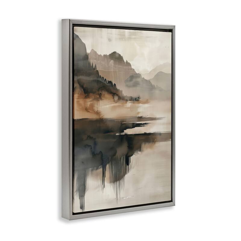 Stupell Layered Opaque Mountain Reflection Framed Floater Canvas Wall Art Design By LSR Creative Studio