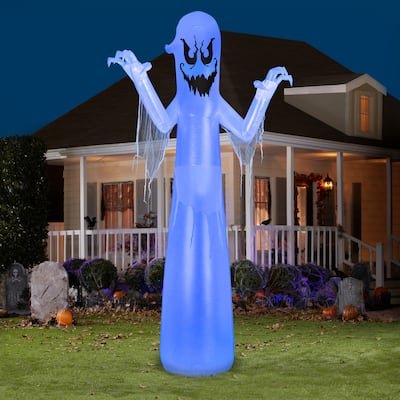 Gemmy Giant Airblown Inflatable Spooky Ghost w/ Flickering Light, 12 ft Tall