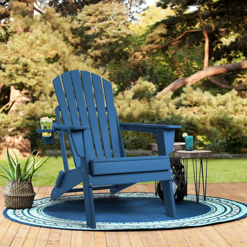 Vrakae Folding Adirondack Chair with Cup Holder