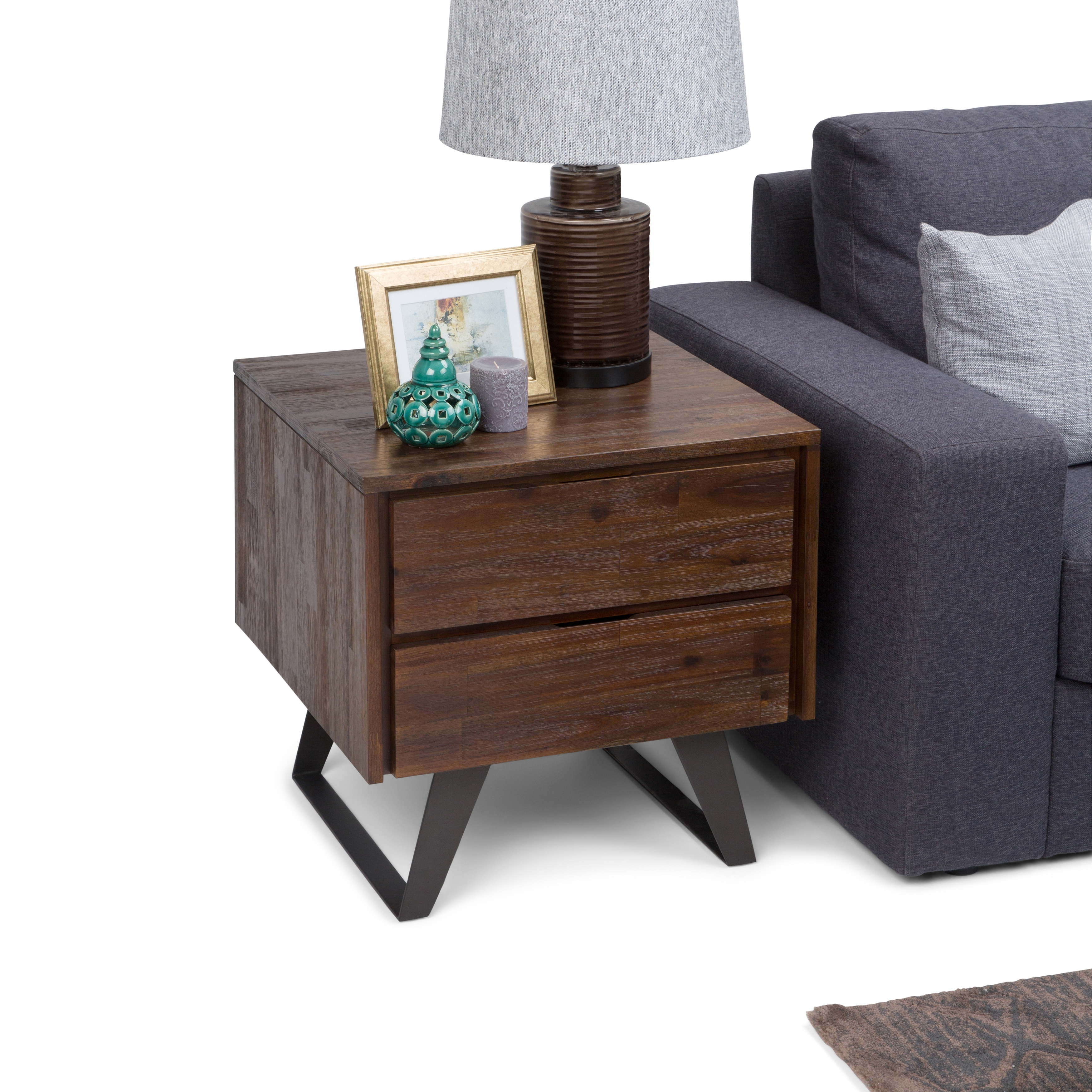 WYNDENHALL Mitchell WOOD and Metal 22 inch Wide Modern Industrial End Side Table