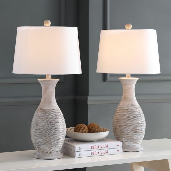 slide 2 of 11, SAFAVIEH Lighting Bentlee Grey 30-inch LED Table Lamp (Set of 2) - 15"x15"x30"