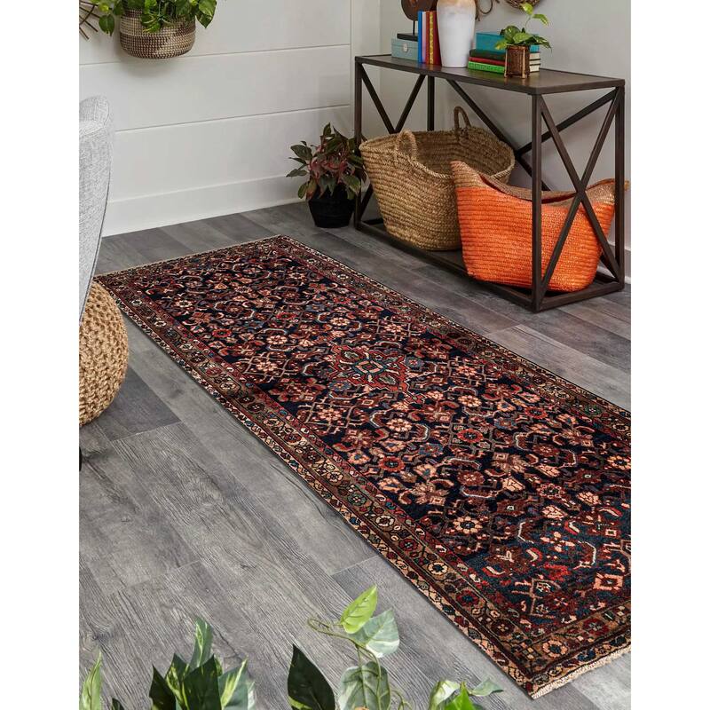 ECARPETGALLERY Hand-knotted Andelz Dark Navy Wool Rug - 3'8 x 9'3