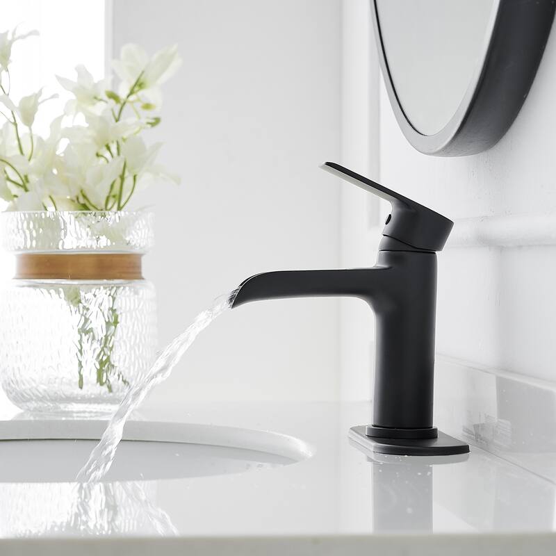 Single Handle Waterfall Spout Sink Faucet with Drain Assembly