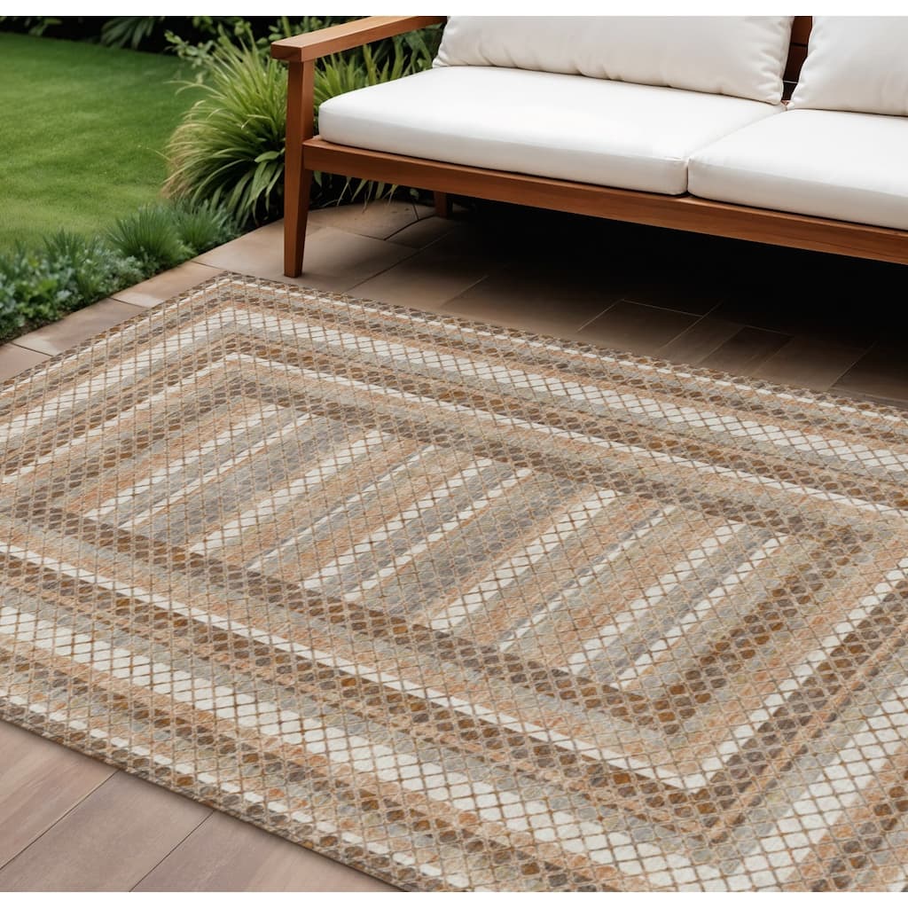 HomeRoots Geometric Transitional Rectangle Outdoor Rug
