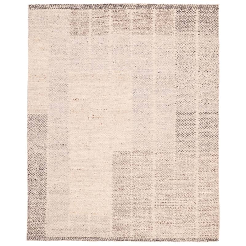 ECARPETGALLERY Hand-knotted Looma Light Grey Wool Rug - 7'10 x 9'9