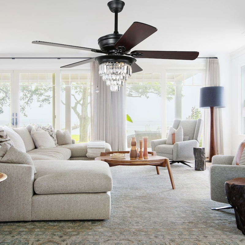 Belladepot 52" Crystal Reversible Ceiling Fan with Light Kit and Remote Control
