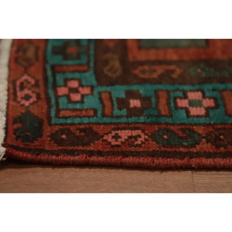 Hand Knotted Oriental 100% Wool Carpet Traditional Tribal Oranges & Rust Ardebil Runner Rug - 9' 1'' X 3' 9''