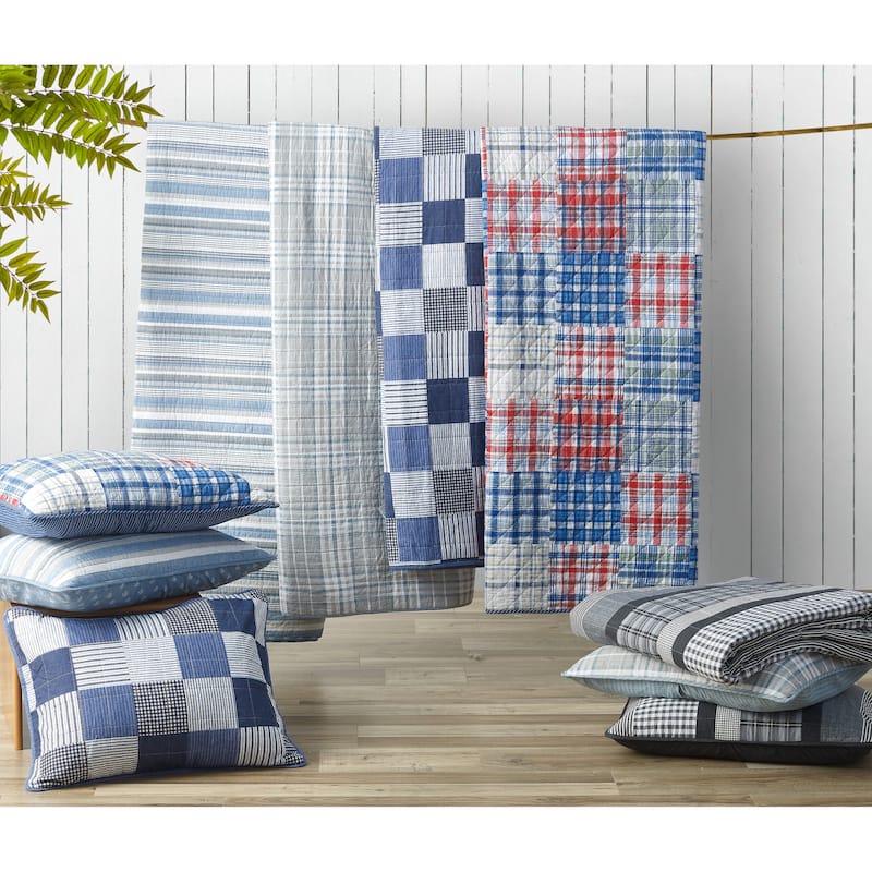 Nautica Ardmoore Cotton Reversible Grey Quilt Set