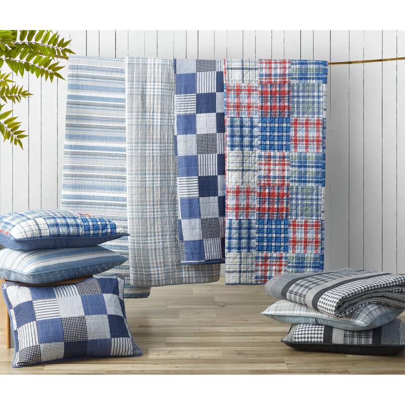 Nautica Raeford Cotton Reversible Blue Quilt Set