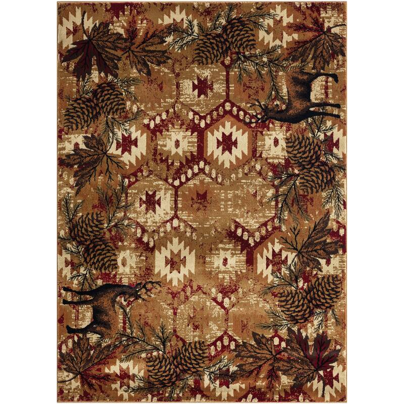 Sunset Valley Antioch Red Southwest Lodge Area Rug - 7'10"x9'10"
