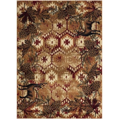 Sunset Valley Antioch Red Southwest Lodge Area Rug