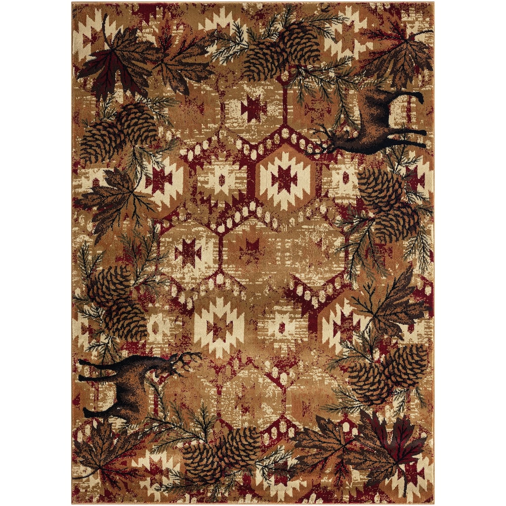 Sunset Valley Antioch Red Southwest Lodge Area Rug