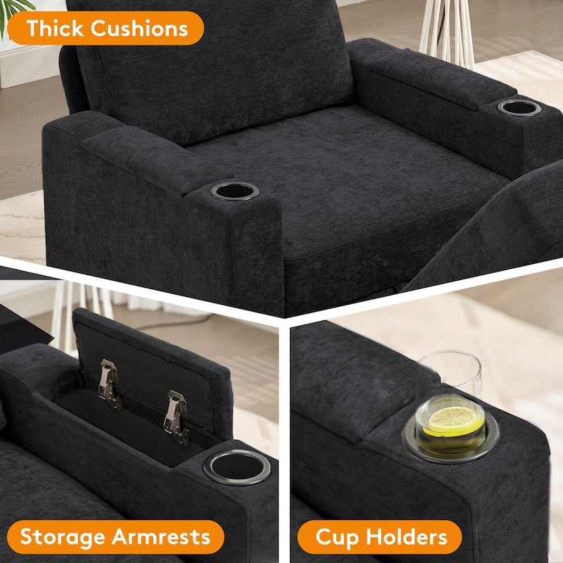 Chenille Sectional Sofa, Hidden Storage & Modular Design