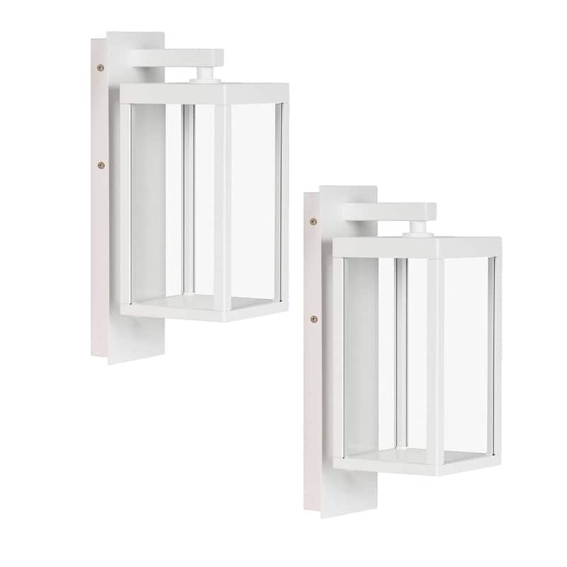 2 Pack Outdoor Wall Sconce Lantern Dusk to Dawn Sensor Exterior Light - White