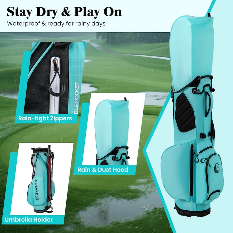Gymax 8-Way Golf Stand Bag w/ 5 Pockets Lightweight Portable Golf Club