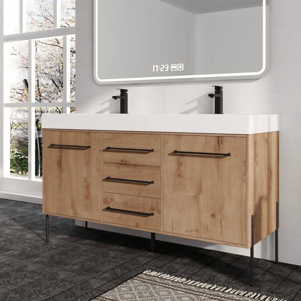 Malwee 36"/48"/60" Bathroom Vanity with Sink, FreeStanding Vanity with Soft Close Door, Drawer and Adjustable Shelf