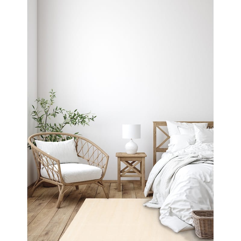 ECARPETGALLERY Hand Tufted Timeless Cream Wool Rug - 5'0 x 7'11