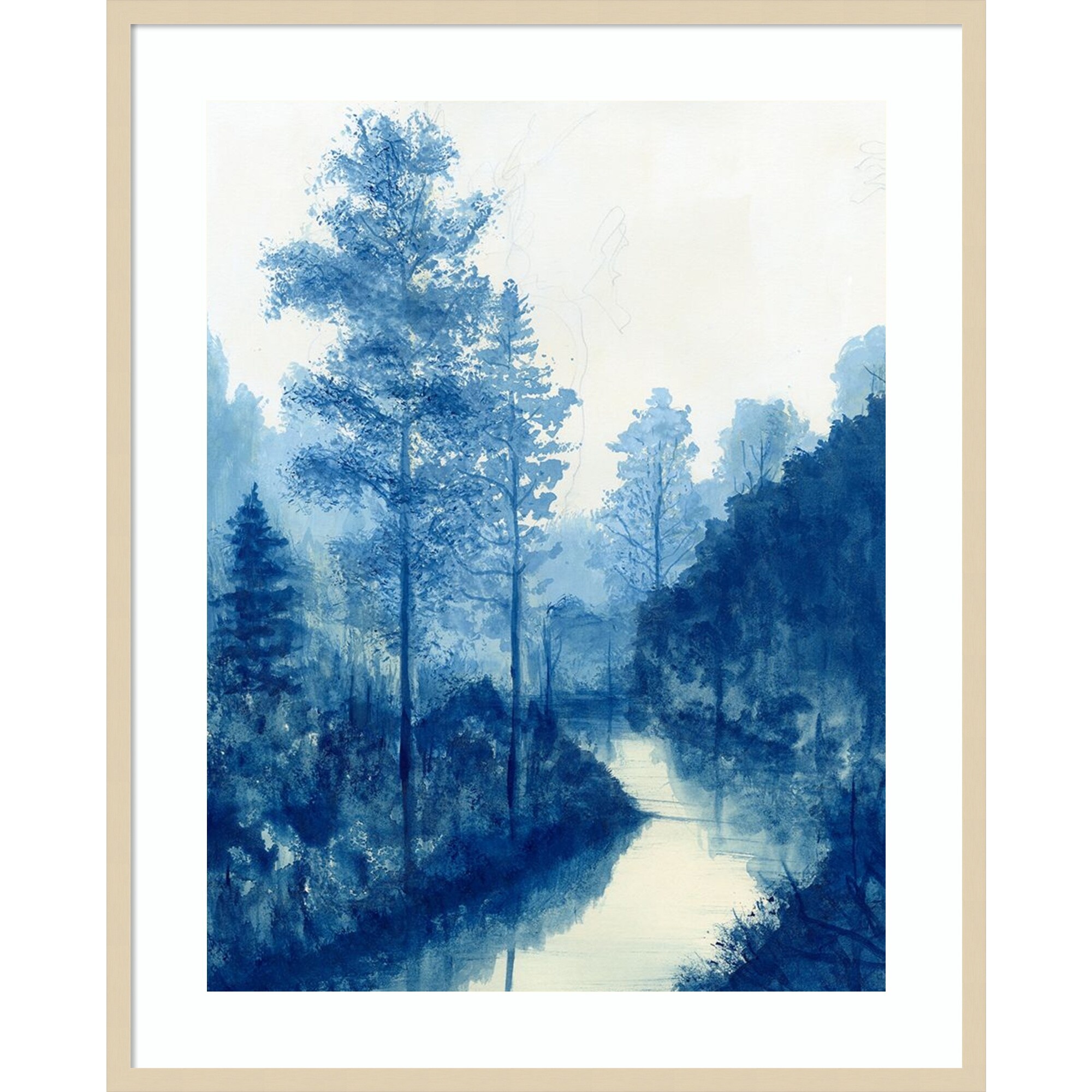 Liberty Blue Landscape II by Michael Willett Wood Framed Wall Art