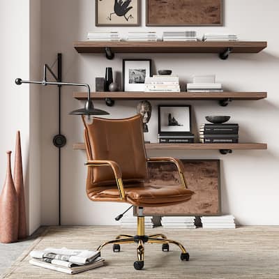 Zarina Mid-century Modern Swivel Height-adjustable Office Chair with Tufted Back by HULALA HOME