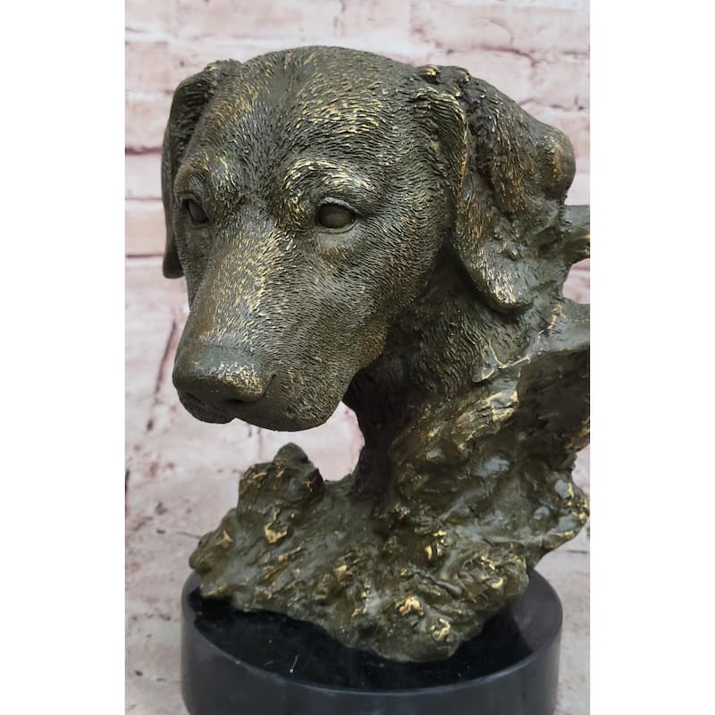 Bronze Labrador Retriever Dog Head Sculpture - Signed Original Art