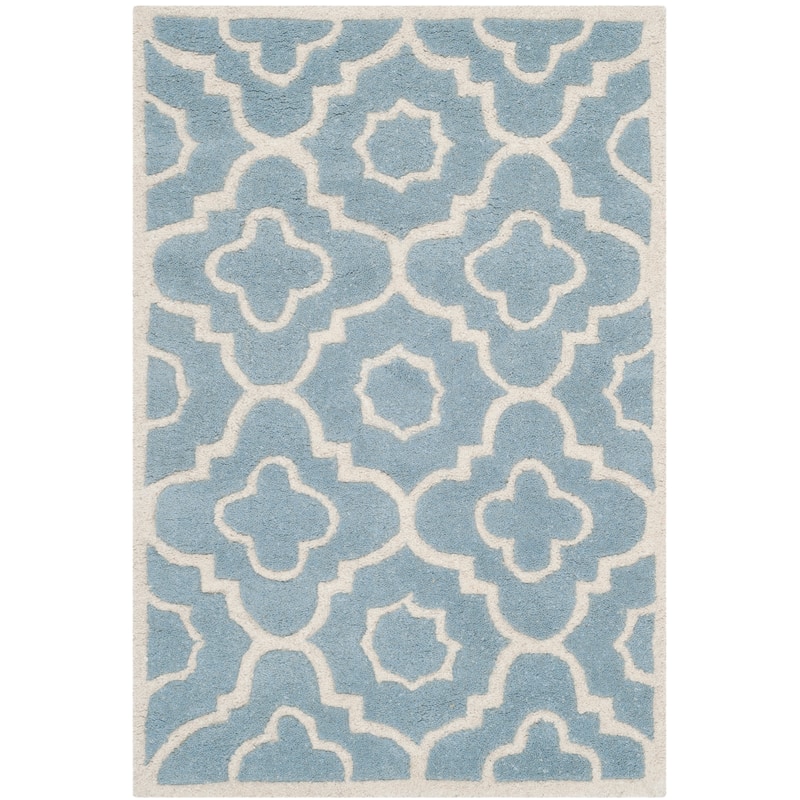 SAFAVIEH Handmade Chatham Franziska Modern Wool Rug - 2' x 3' - Blue/Ivory