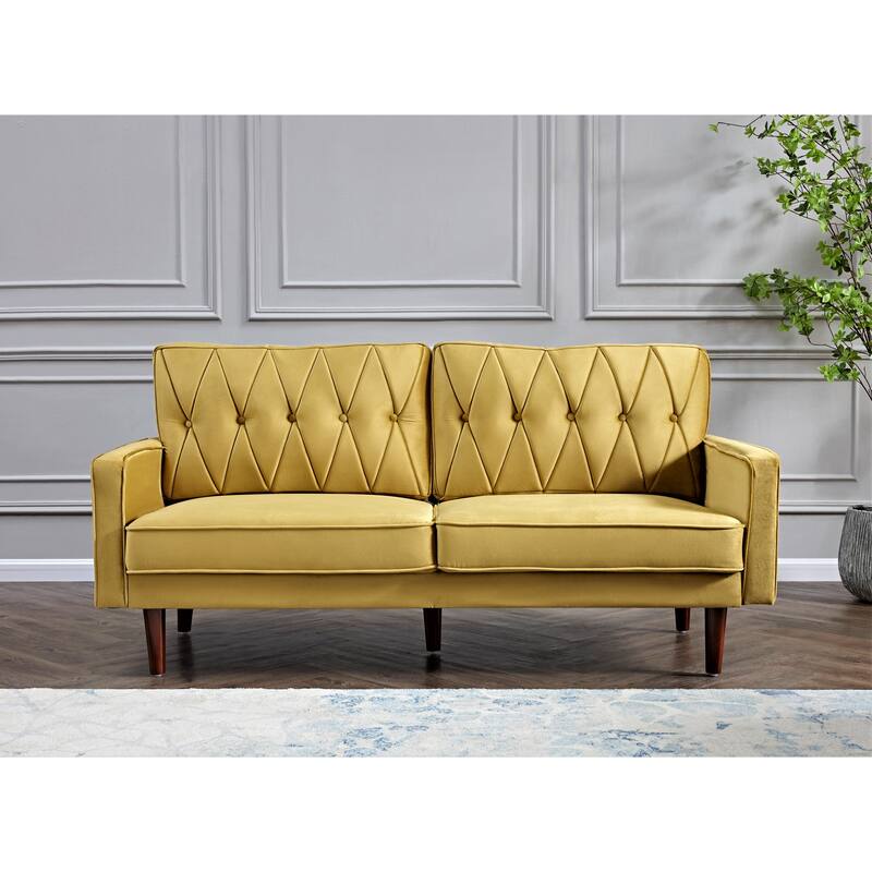 Feemster 69.3" Wide Velvet Tufted Cushion Back Sofa - Yellow-Green