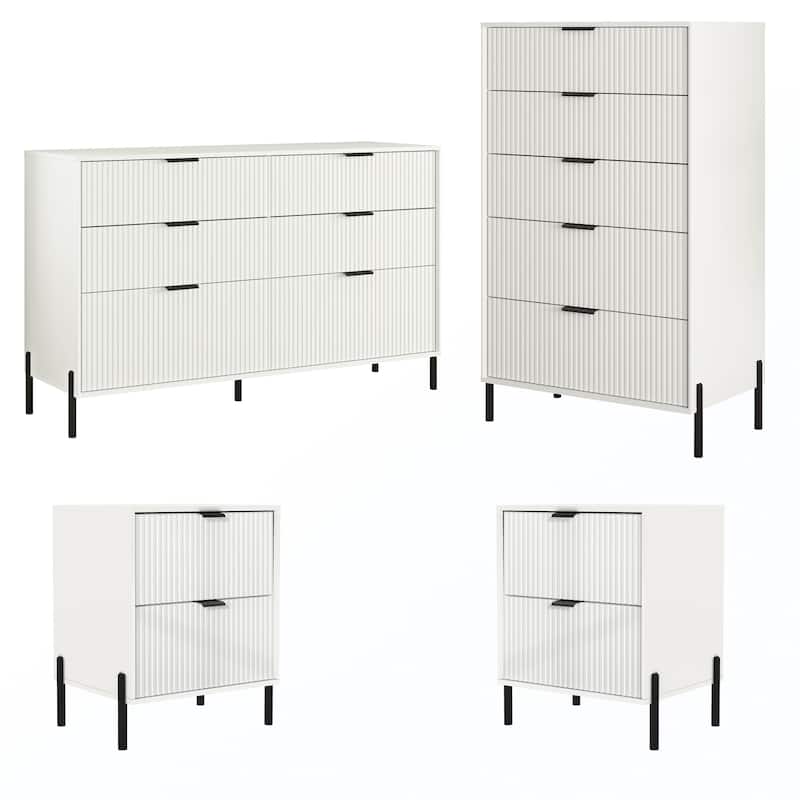 4 Piece Bedroom Set - Off-White