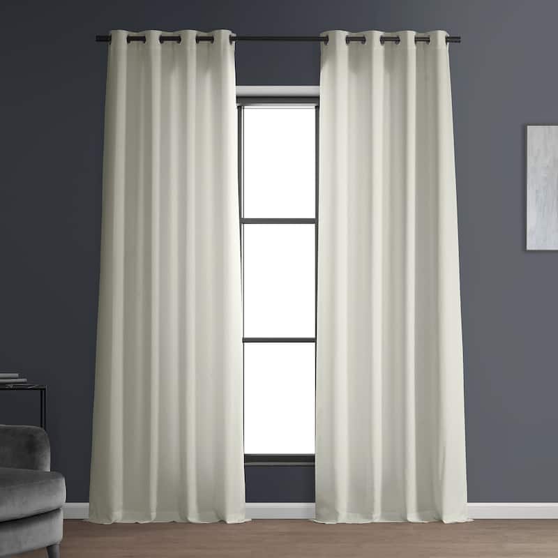 Exclusive Fabrics Italian Faux Linen Grommet Room Darkening Curtains (1 Panel) - Contemporary Elegance, Stylish Functionality - 50 X 120 - Magnolia Off White