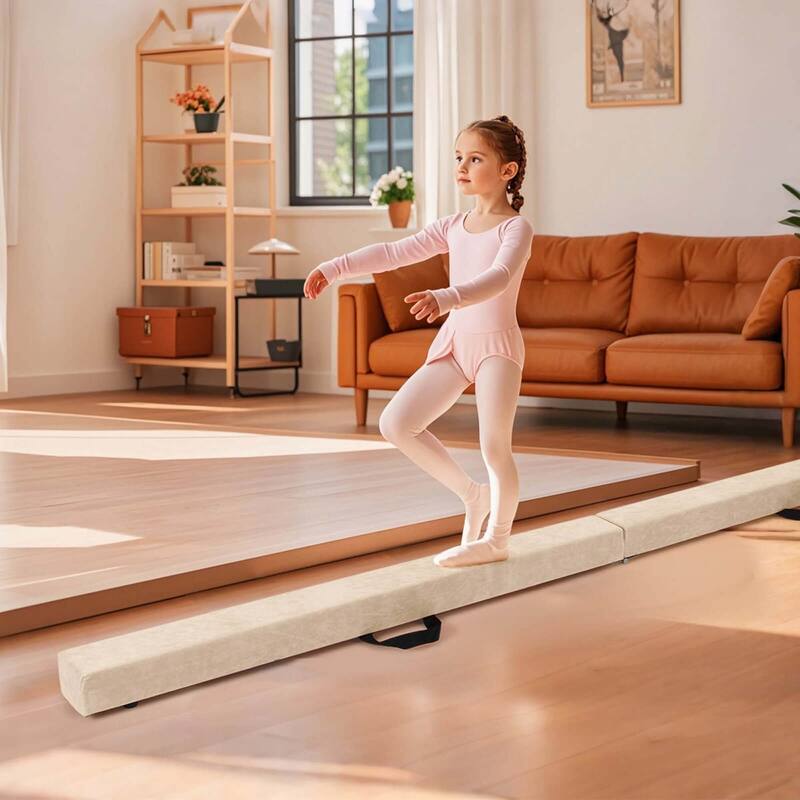 Costway 8 FT Folding Gymnastic Beam with Anti-slip Base Pine Wood - See Details