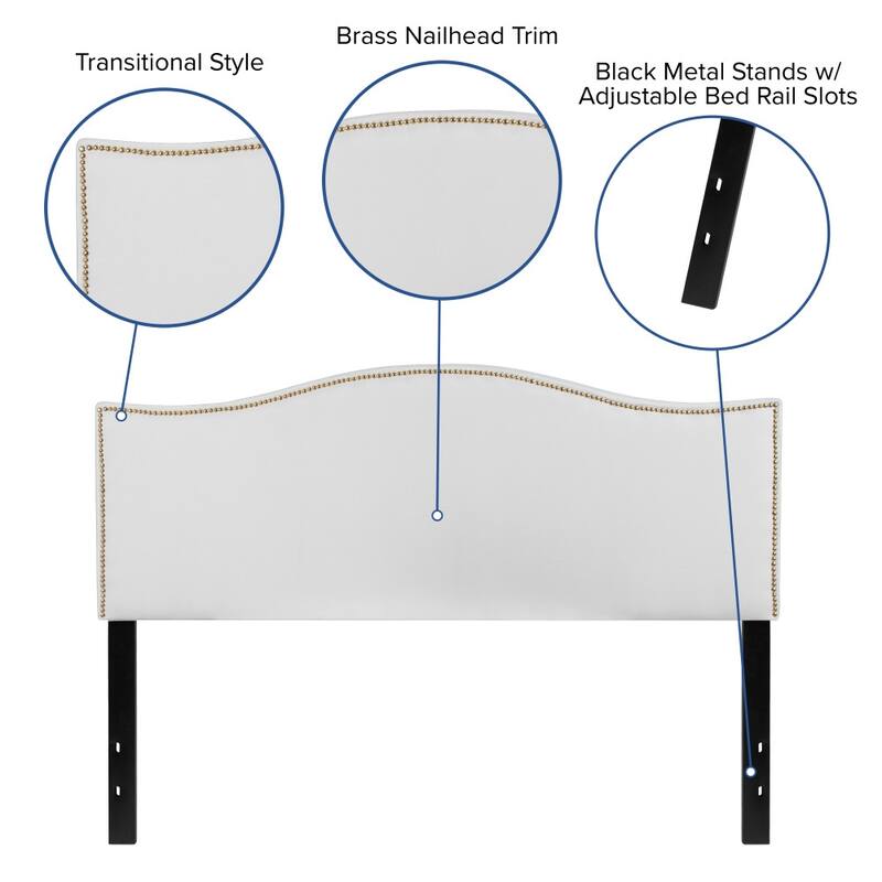 Arched Upholstered Headboard with Nailhead Trim