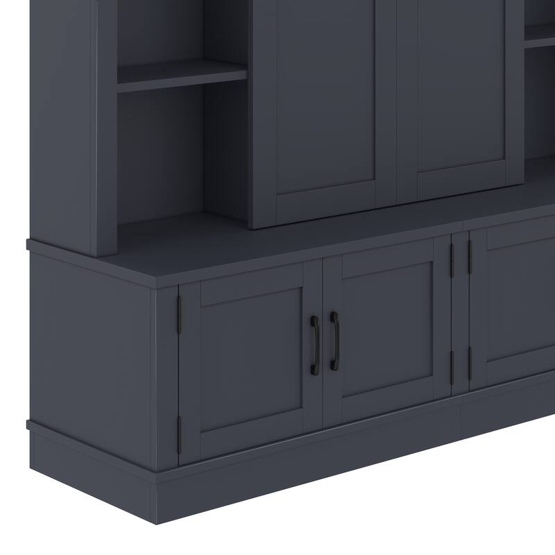 Entryway Cabinet with Sliding Doors, Shoe Storage, Bench and Tree-Shaped Coat Rack, Multi-Functional Hallway Organizer