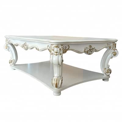 58" Pearl Rectangular Coffee Table with shelf - 58
