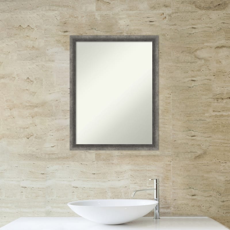 Burnished Concrete Narrow Non-Beveled Wood Framed Bathroom Vanity Wall Mirror - Burnished Concrete Narrow