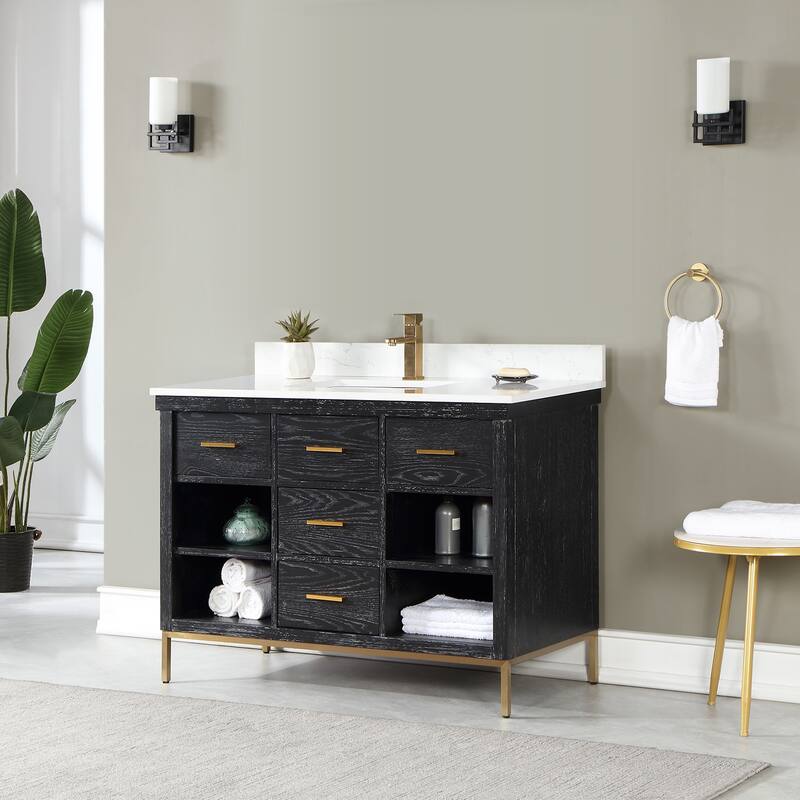Altair Kesia Bathroom Vanity with White Composite Stone Top without Mirror