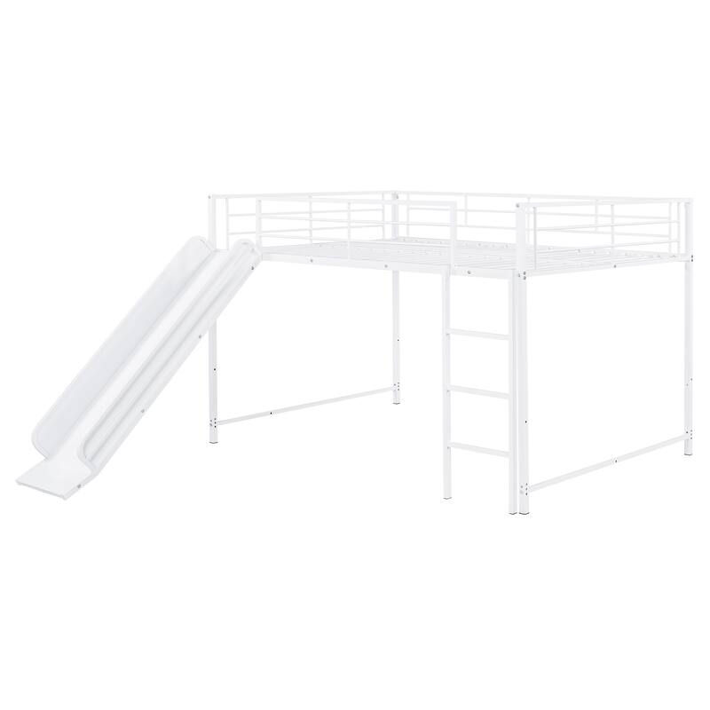Metal Bunk Bed with Slide and Guardrails for Kids, Boys and Girls, Bedroom
