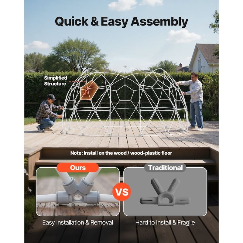 12ft Clear Weather-Resistant PVC Bubble Dome Igloo Tent with Windows and Zippered Door for Garden or Patio - 11.8 × 7.2 ft