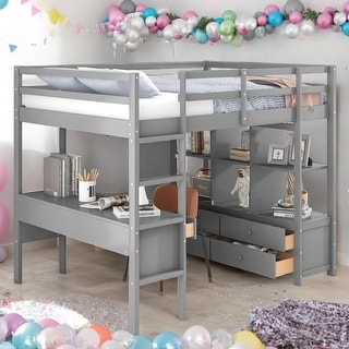 Full Loft Bed with Desk and Storage