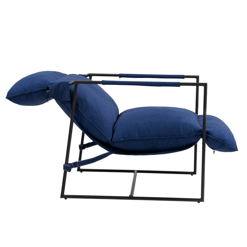Metal Framed Sling Accent Chair with Bag Cushion