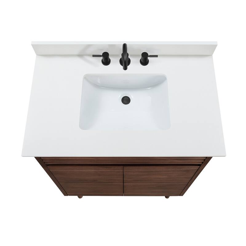 Avanity Carina Bathroom Vanity in Coffee Teak with White Engineered Stone Top