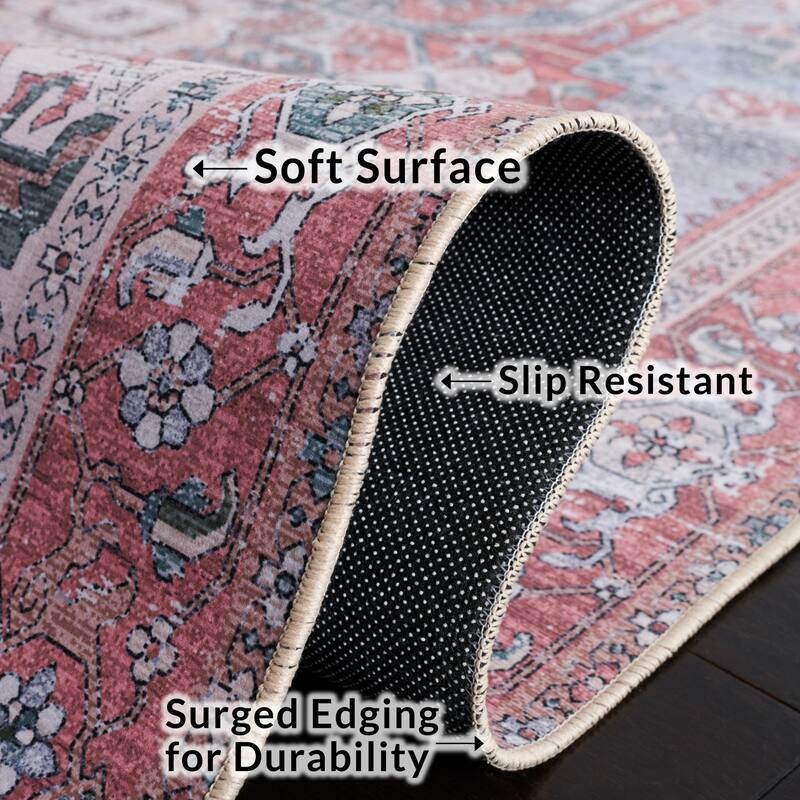 SAFAVIEH, Tucson Machine Washable Slip Resistant Therese Oriental Medallion