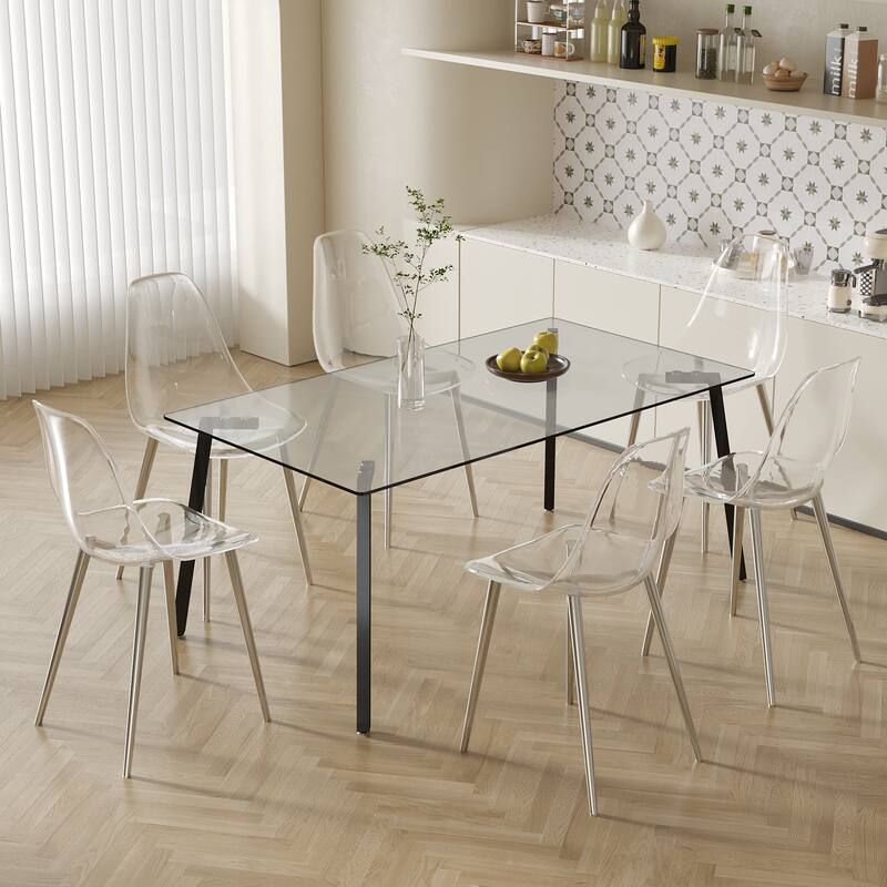 Modern Kitchen Transparency Dining Room Chairs Set of 6
