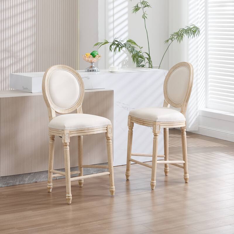 Dining Chairs Set of 2, Upholstered Chairs with Round Back, Wire Drawing and Carving Techniques,Disassemblable