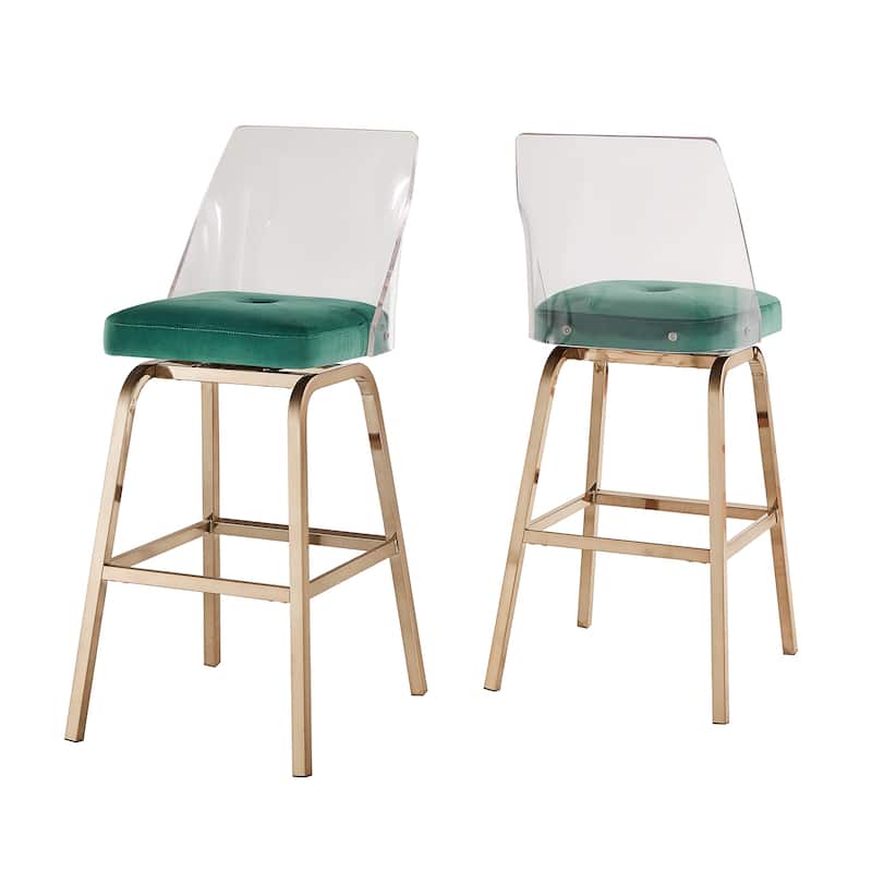Lennox Velvet Bar Height Swivel Stools (Set of 2) by iNSPIRE Q Bold