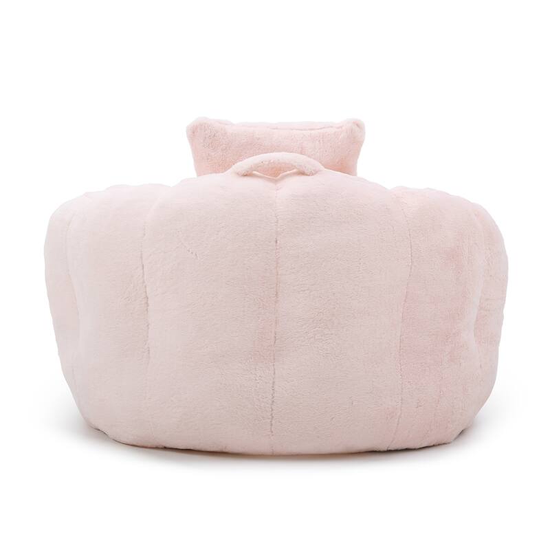 Faux Fur Shell-Shaped Medium Bean Bag Chair with Footstool
