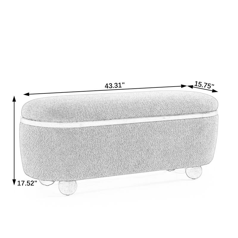 43.3'' Wide Upholstered Fabric Storage Bench with Safety Hinge