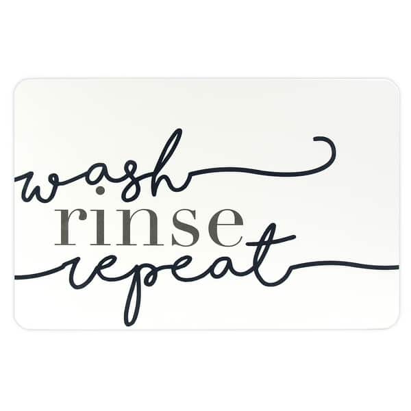 slide 2 of 7, FloorPops Wash Rinse Repeat Navy Stone Quick Drying Mat