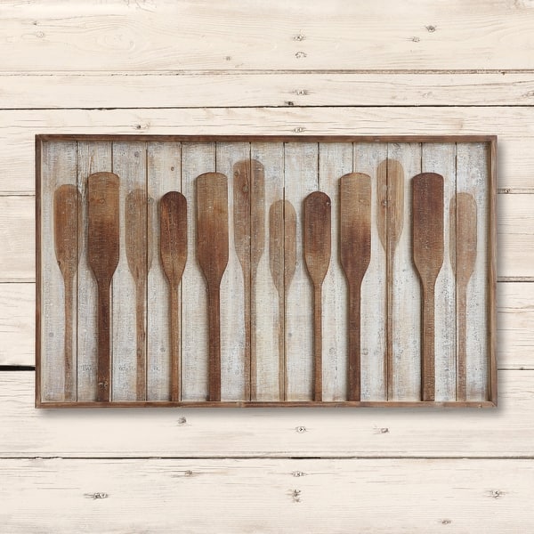slide 2 of 11, Wood Framed Wall Decor with Raised Paddles - 47.25" x 28" Brown