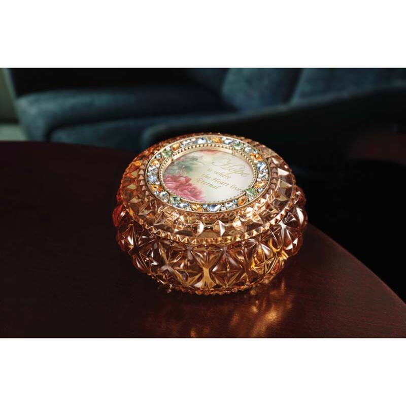 Set of 4 Amber Round Decorative Jewelry Music Boxes