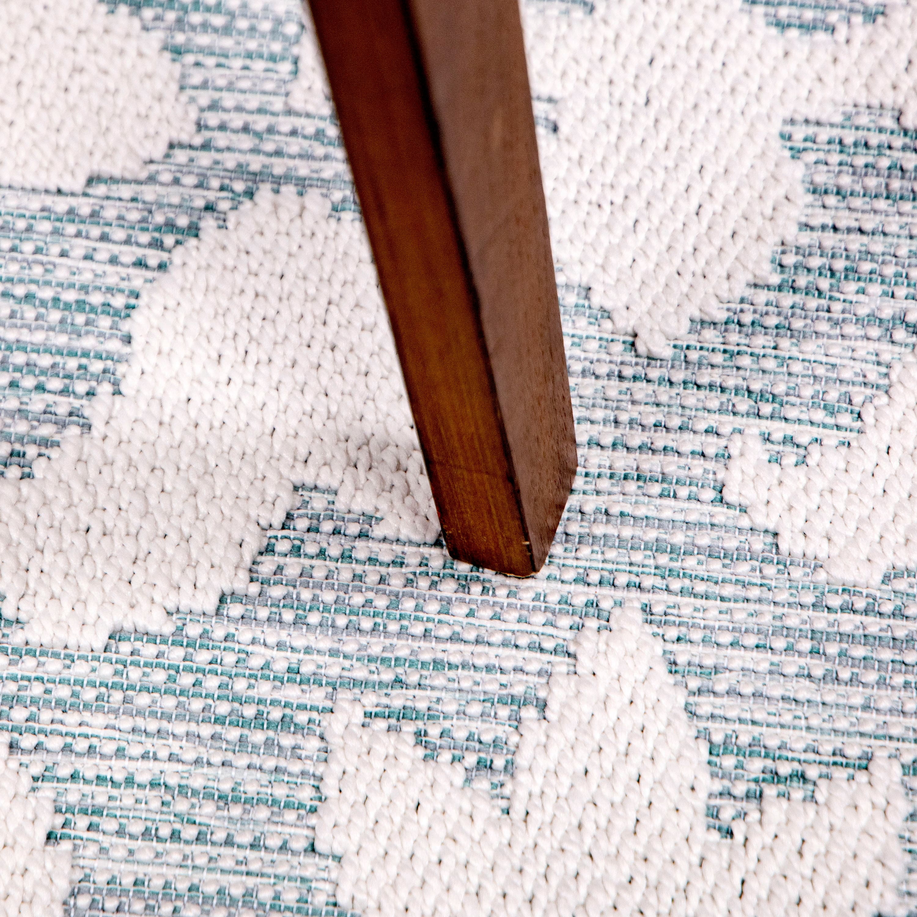 Orian Rugs Knitweave Sumatra Natural Blue Machine Washable Outdoor Rug